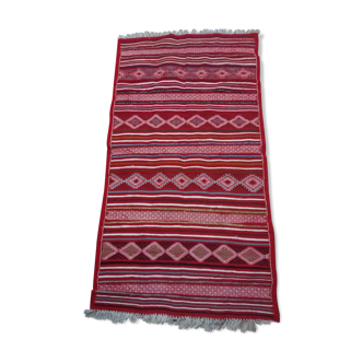 Red Berber carpet Handmade wool 115x215cm