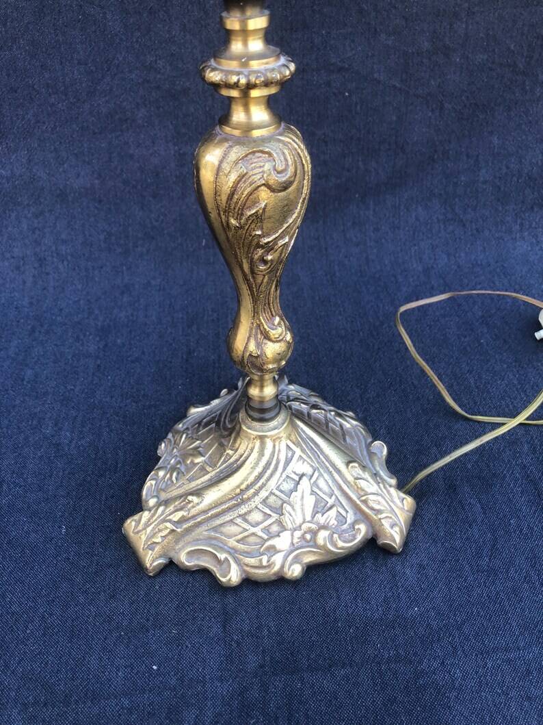 French Bronze Brass Table Lamp: Louis XV Style Vintage Lighting