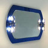 Veca cobalt blue mirror with 2 shades Veca, Italy, 70s, 71x63 cm