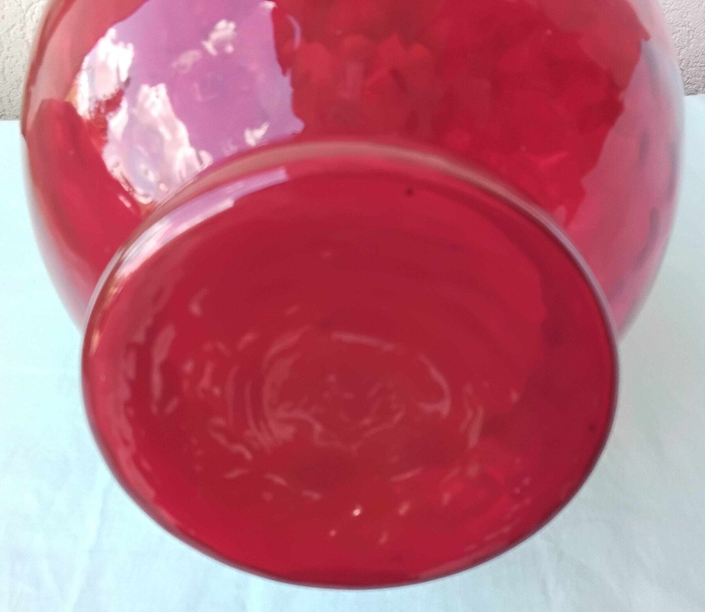 Red glass vase