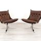 2 chauffeuses vintage Falcon en cuir par Sigurd Ressell