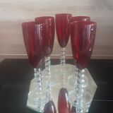 Lot 5 vintage ruby red glass flutes