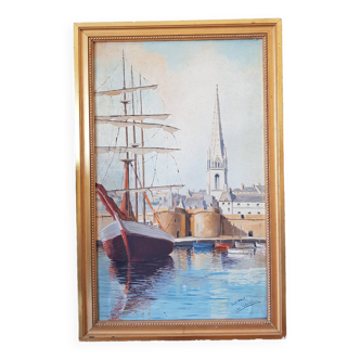 Tableau signé Marine port Saint Malo