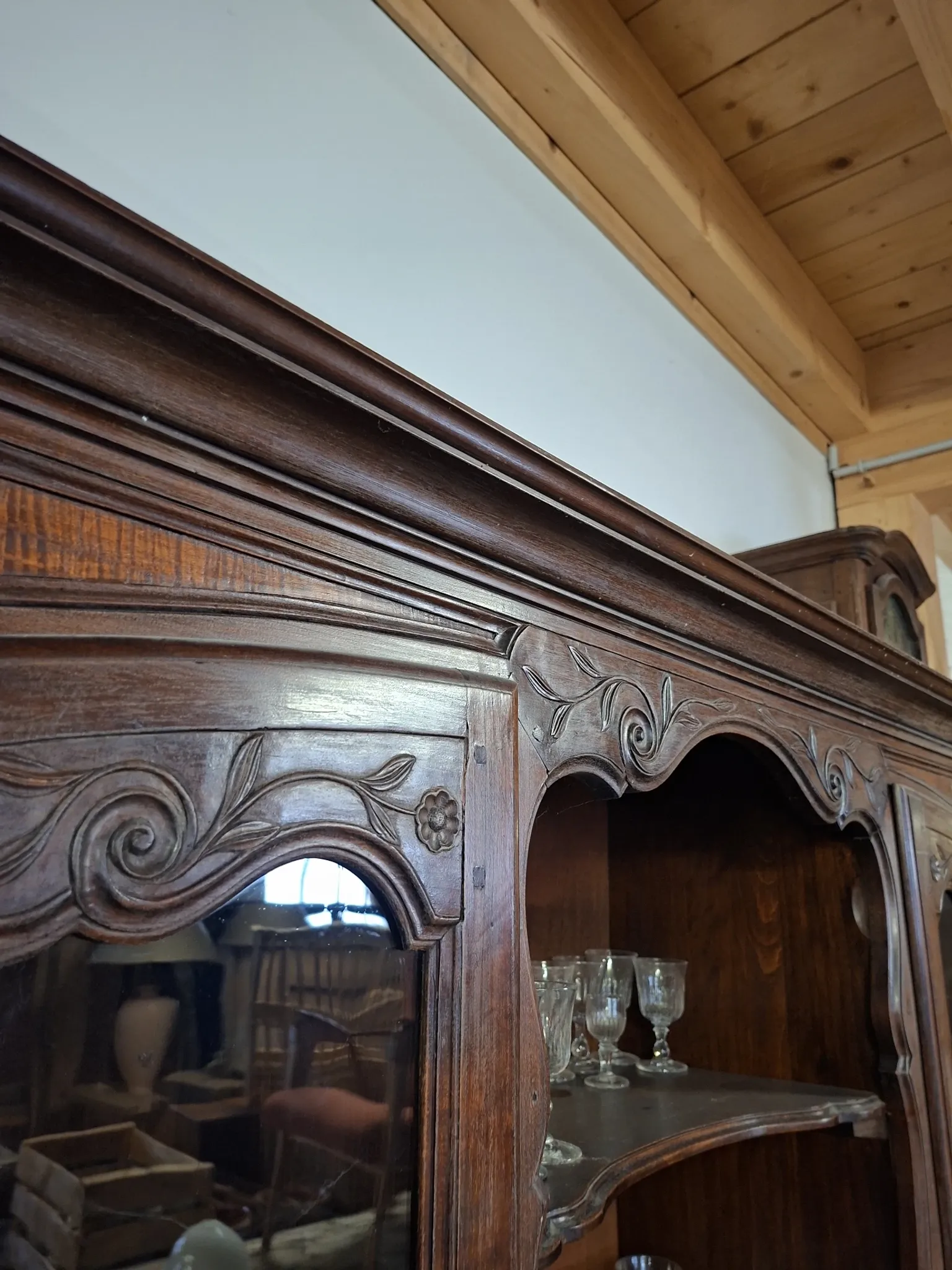 Buffet vitrine bibliothèque style Louis XV