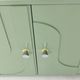 Buffet vintage des années 1970, vert pastel, relief, finition brillante, chrome