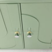 1970s Vintage Sideboard, Pastel Green, Relief, High-Gloss Finish, Chrome