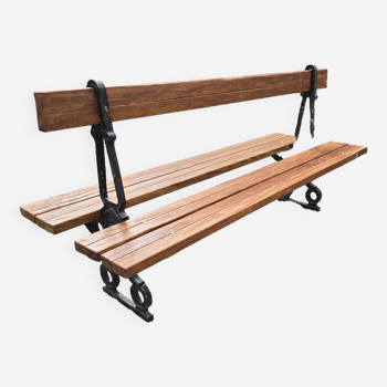 Old double city of Paris garden bench in cast iron and wood