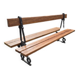 Antique double garden bench from the city of Paris in cast iron and wood