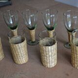 4 glasses for orangeade/rattan cases
