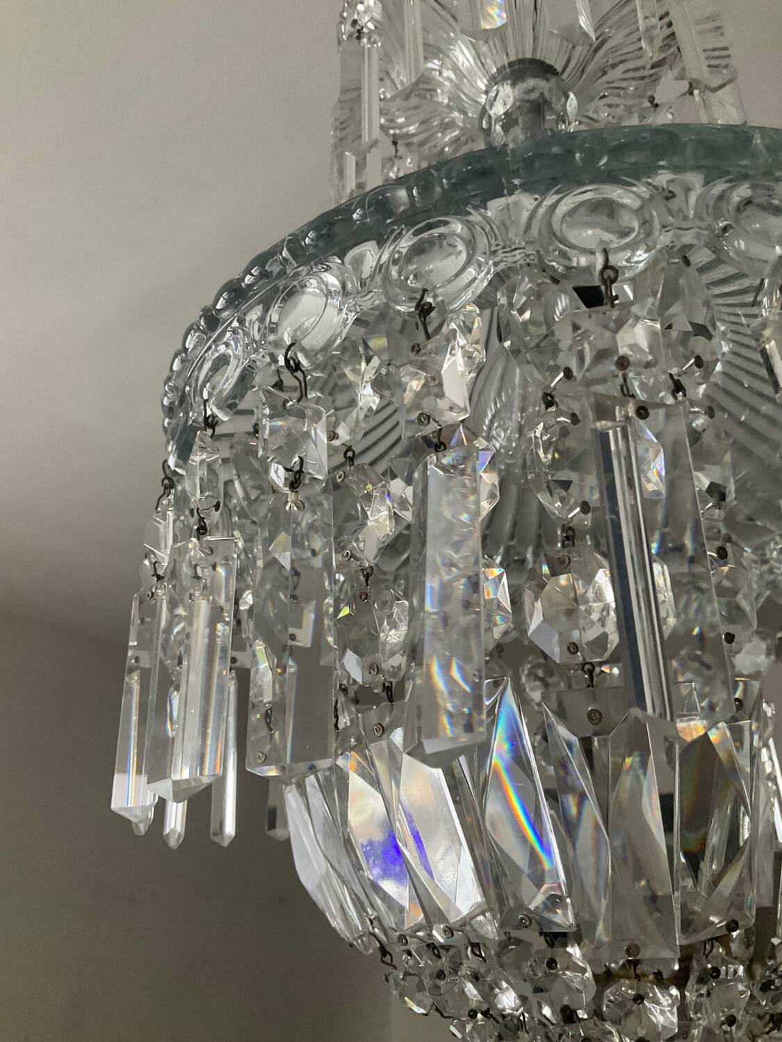 Bohemian crystal basket chandelier