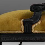 French Empire style  Black Wood and Velvet Armchair, 1850s