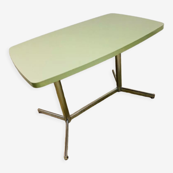 Table vintage en formica avec plateau vert menthe