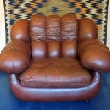 Large Italian leather lounge chair, 1970s