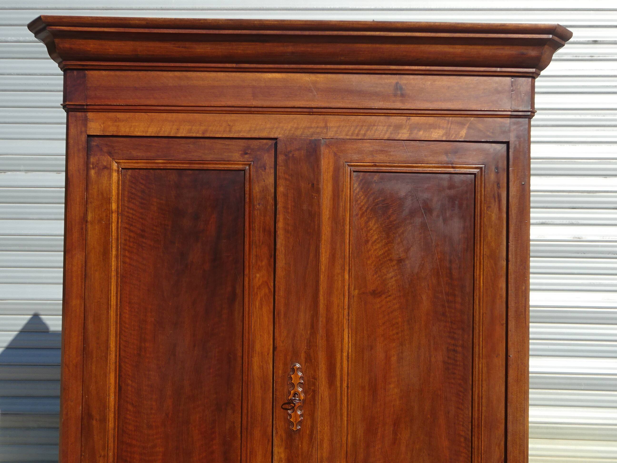 Large Louis Philippe wardrobe in solid walnut