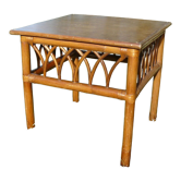 Table d'appoint rotin vintage 1970
