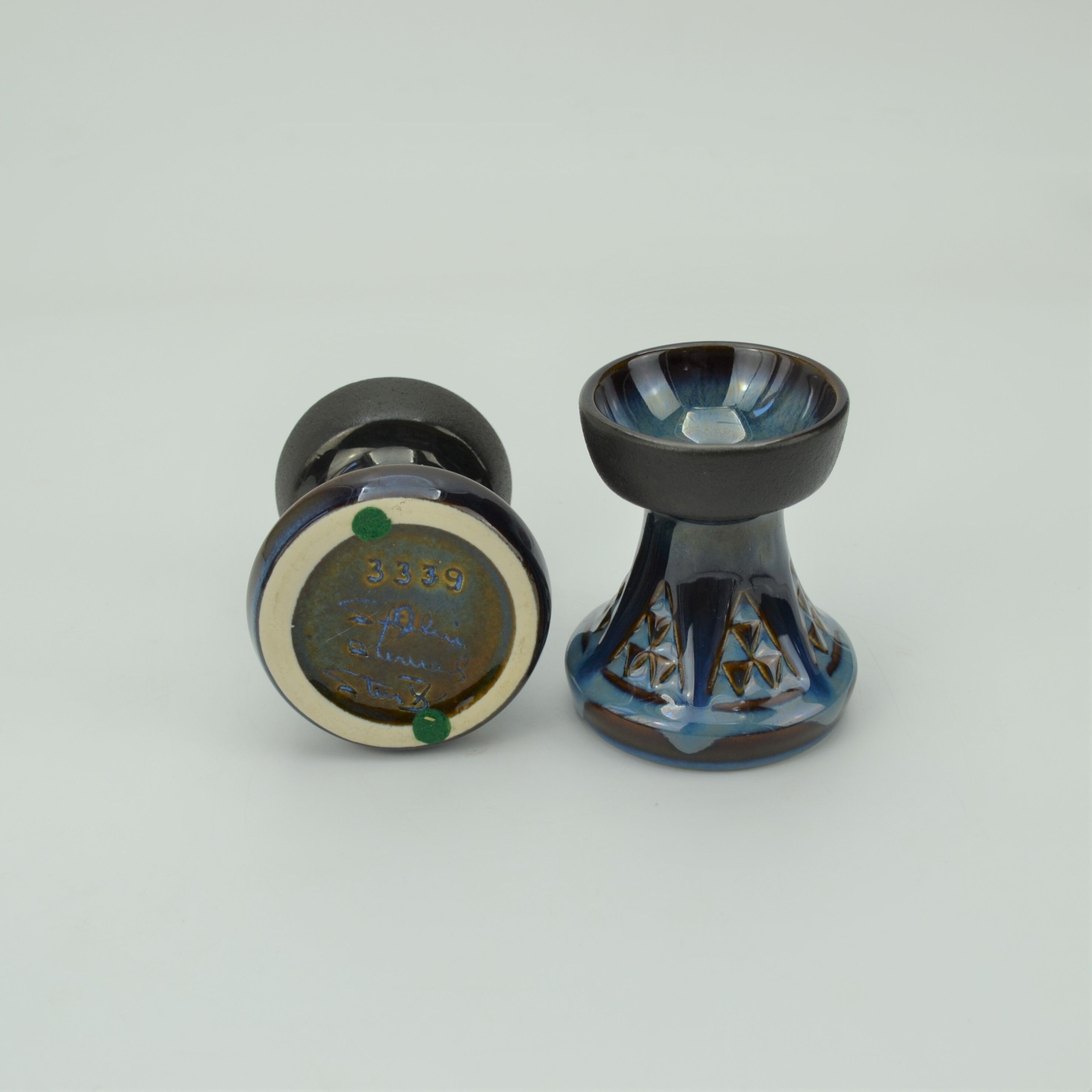 Pair of EJner Johansen series sandstone candle holders EJ64 for Søholm Stentøj