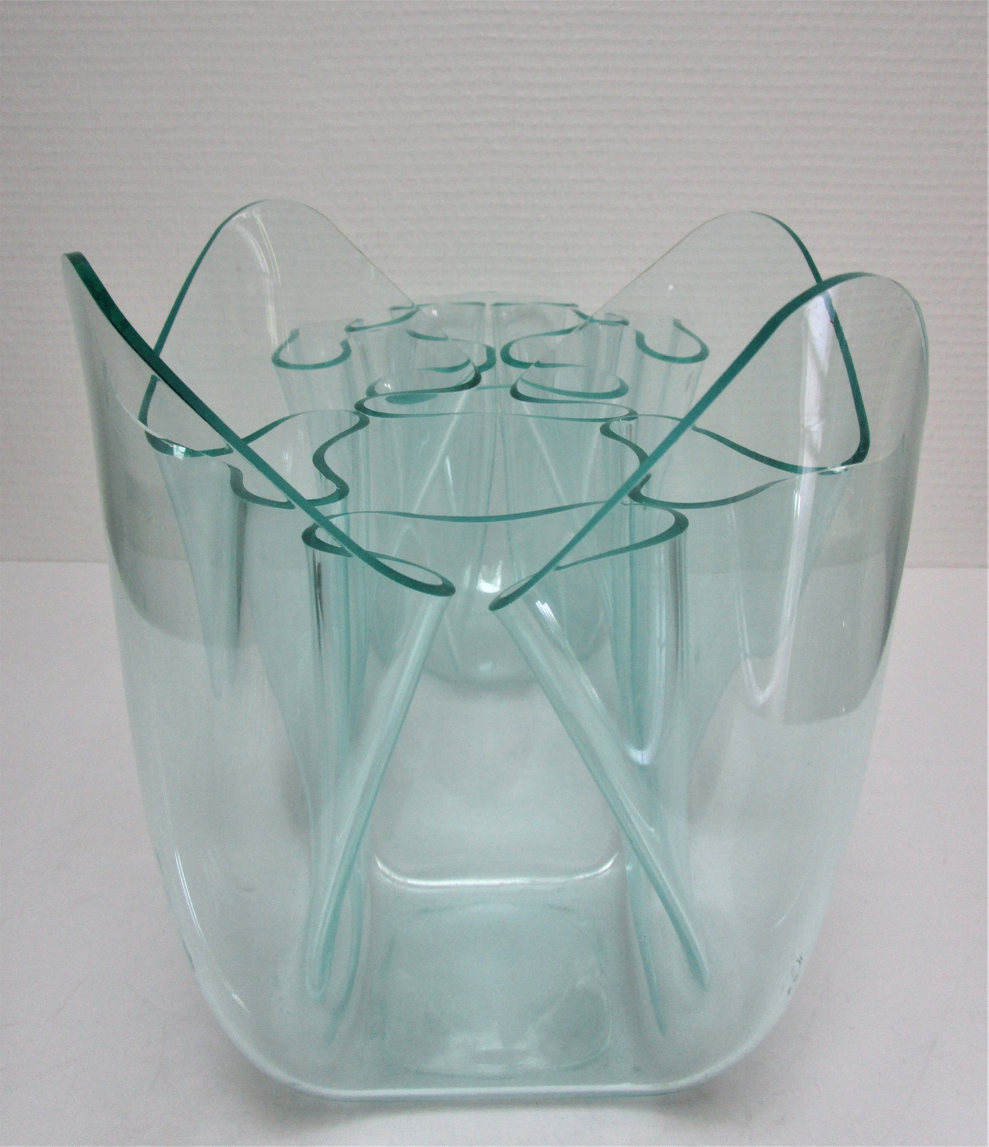 Two vases handkerchiefs Guzzini plexiglass lucite design 70s