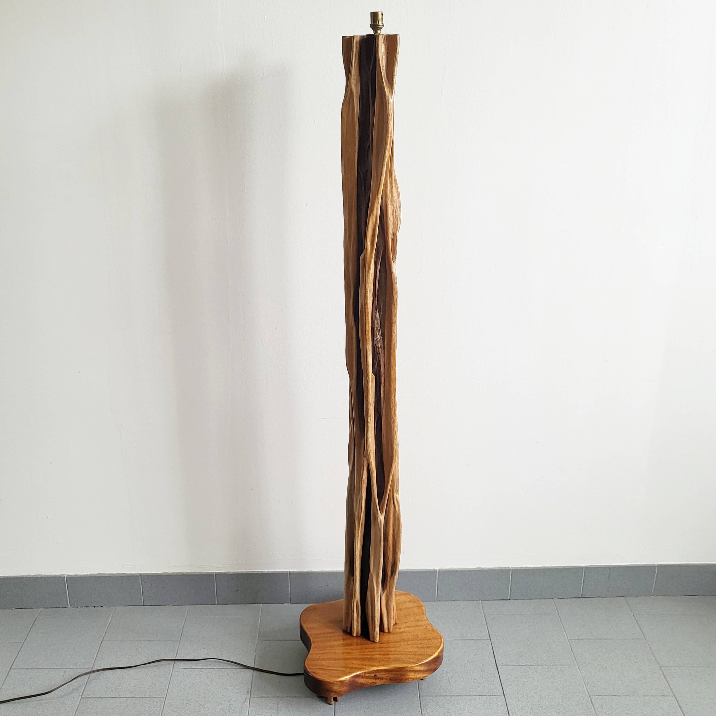 Vintage driftwood & mahogany floor lamp 1960s