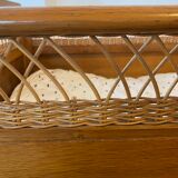 Wooden and wicker baby bed