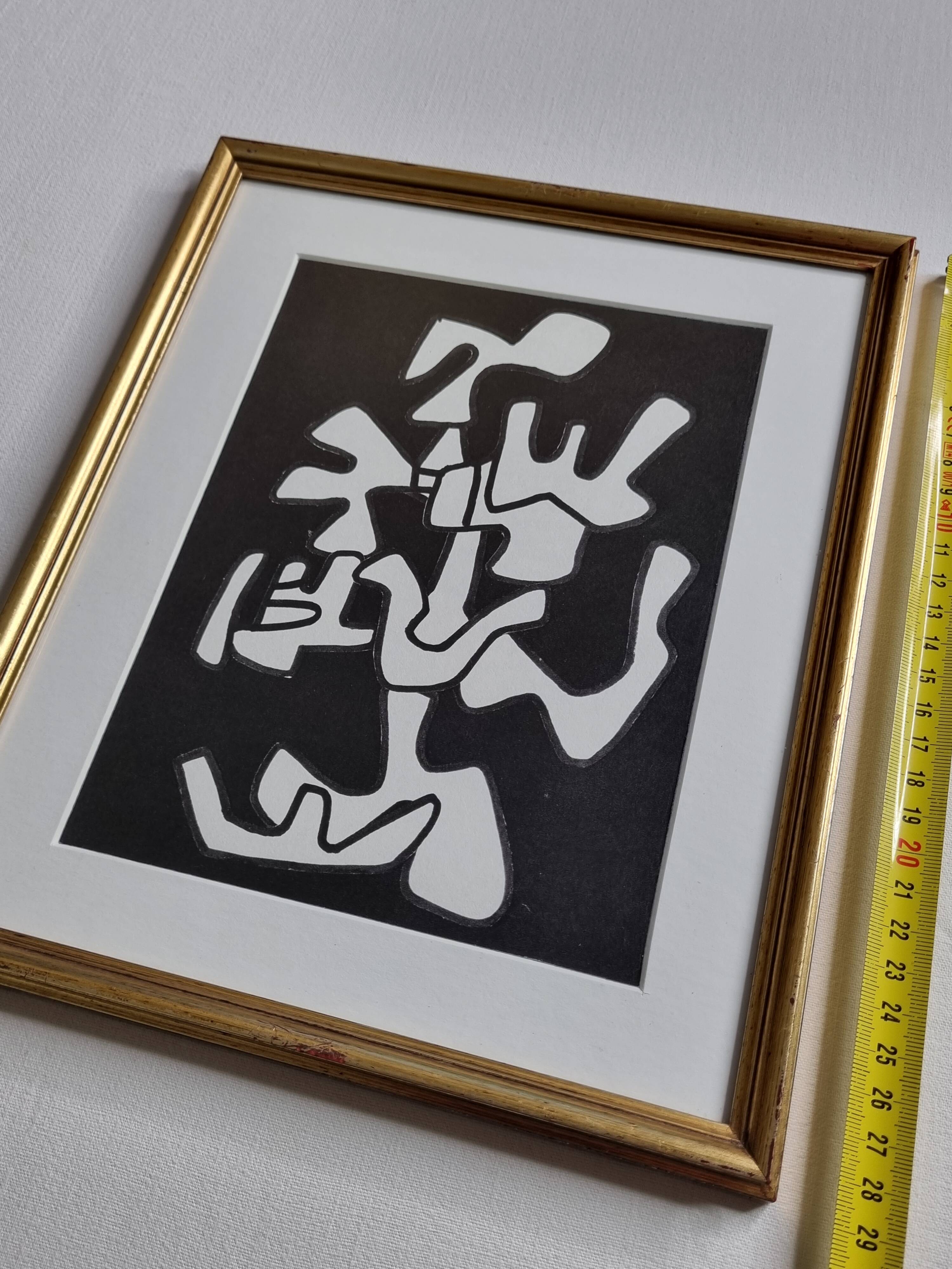 Screenprint after Jean Dubuffet, framed under glass, gilded frame, 24 x 28 cm
