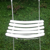 Series of 6 folding garden chairs in iron and old wooden slats
