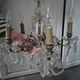 vintage pendant light from the 60s 70s with glass pendants and 5 candle holders