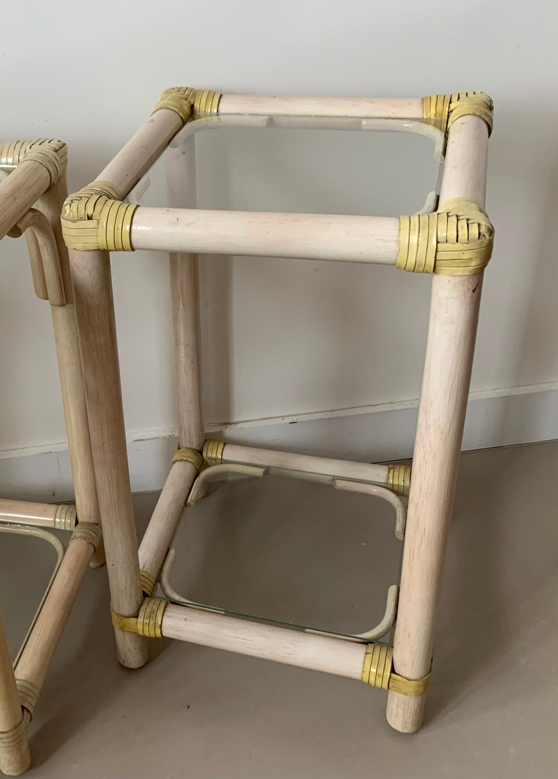 Vintage rattan bedside table