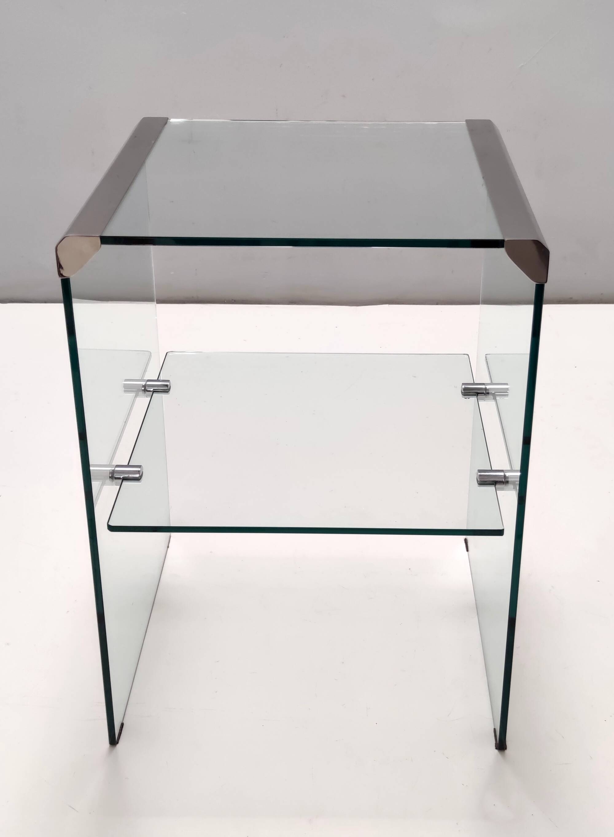 Tempered Glass and Steel Etagere by Gallotti & Radice with a Shelf
