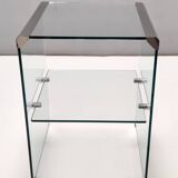 Tempered Glass and Steel Etagere by Gallotti & Radice with a Shelf