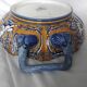 Gien earthenware bowl with handles, Francois I decor, 1860