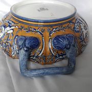 Coupe à anses en faïence Gien décor Francois 1er, 1860
