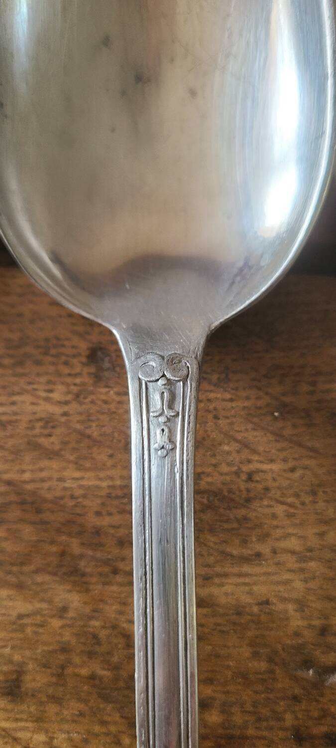 Set of 12 antique silver-plated metal soup spoons