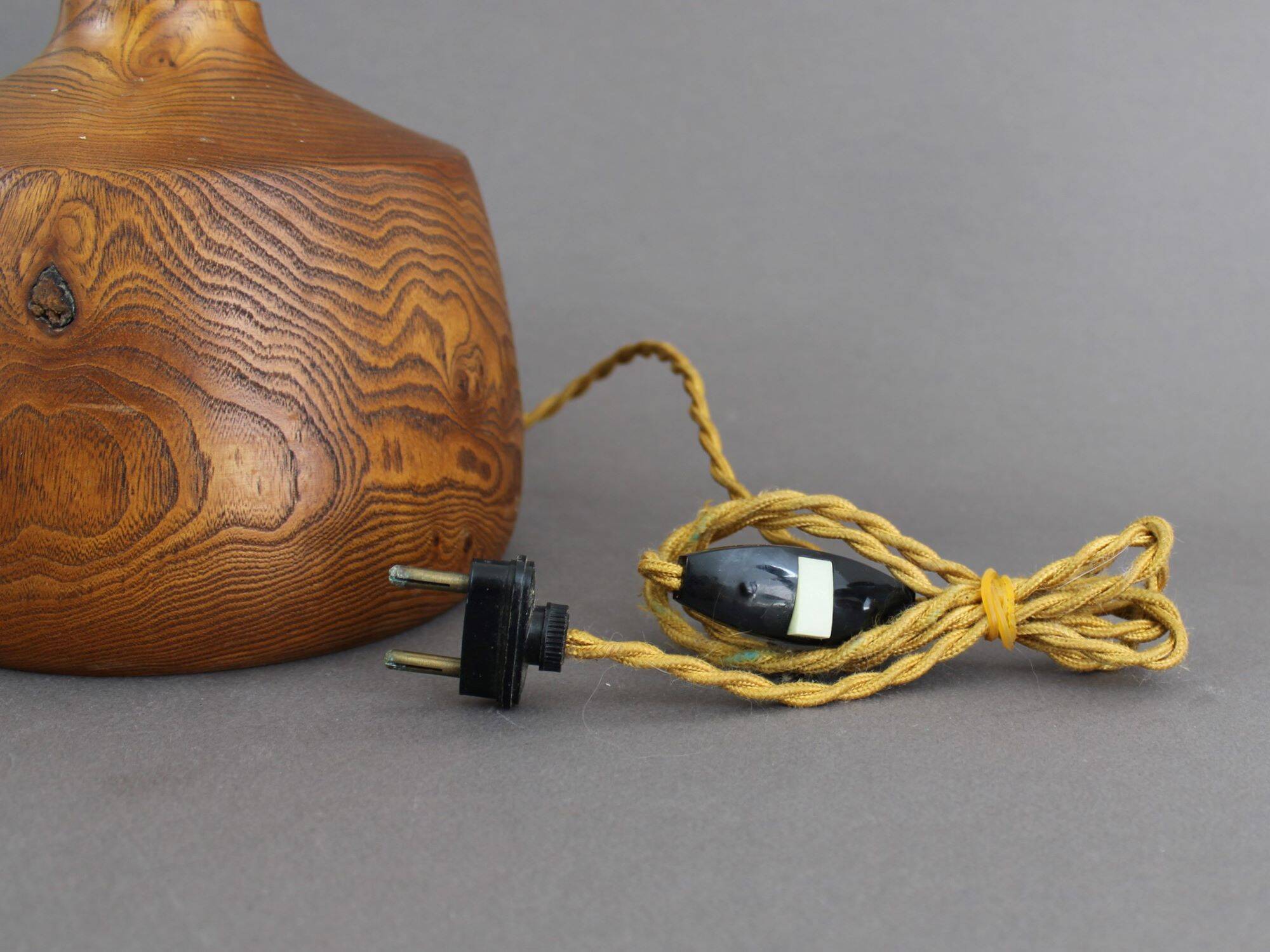 Vintage 50s solid elm wood lamp base