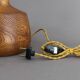 Pied de lampe en bois d'orme massif vintage années 50