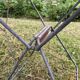 Tabouret pliant camping vintage , toile rayée