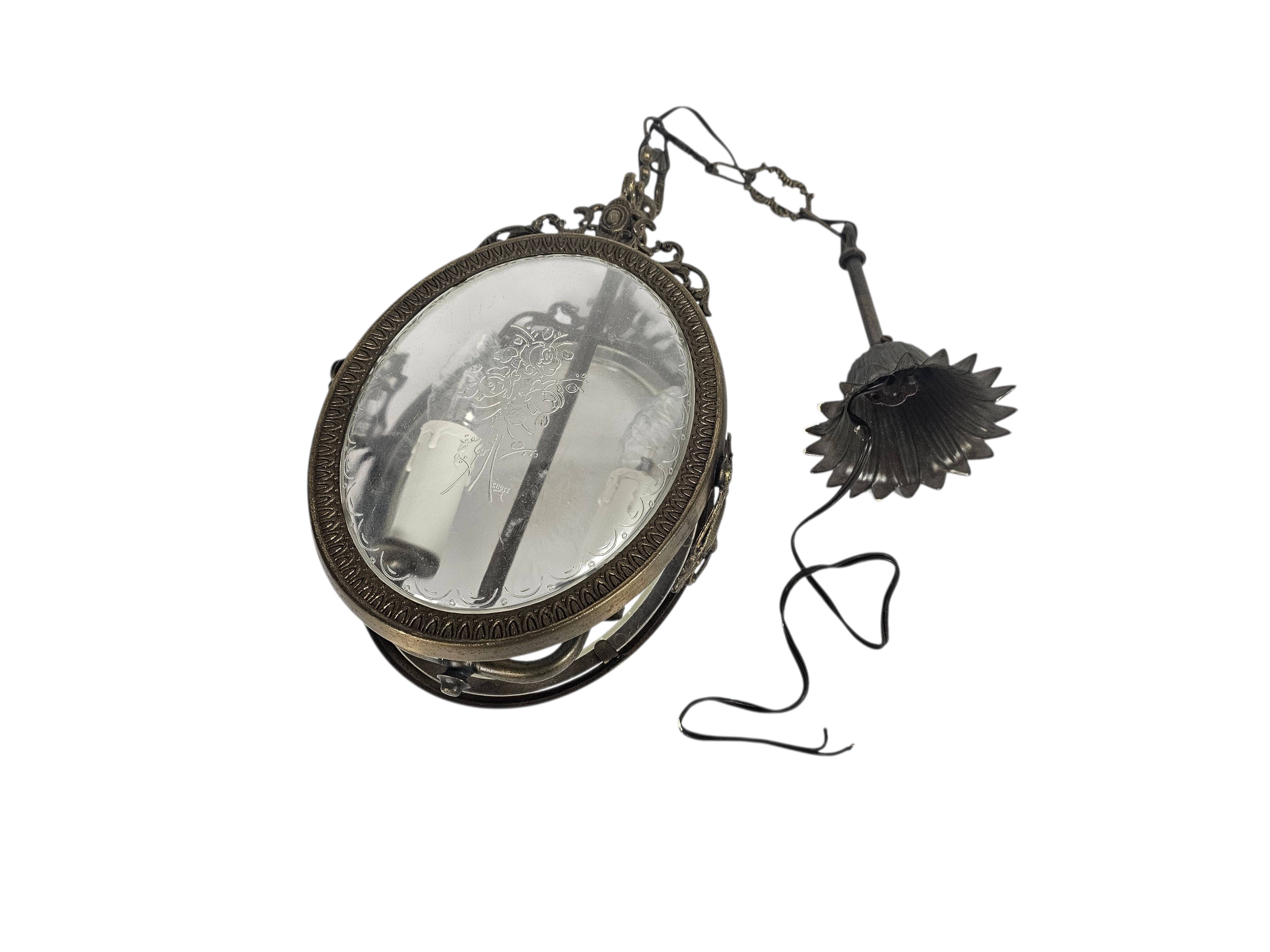 Pendant lamp - Hollywood Regency style - 'Cross' - gold-colored - gilded