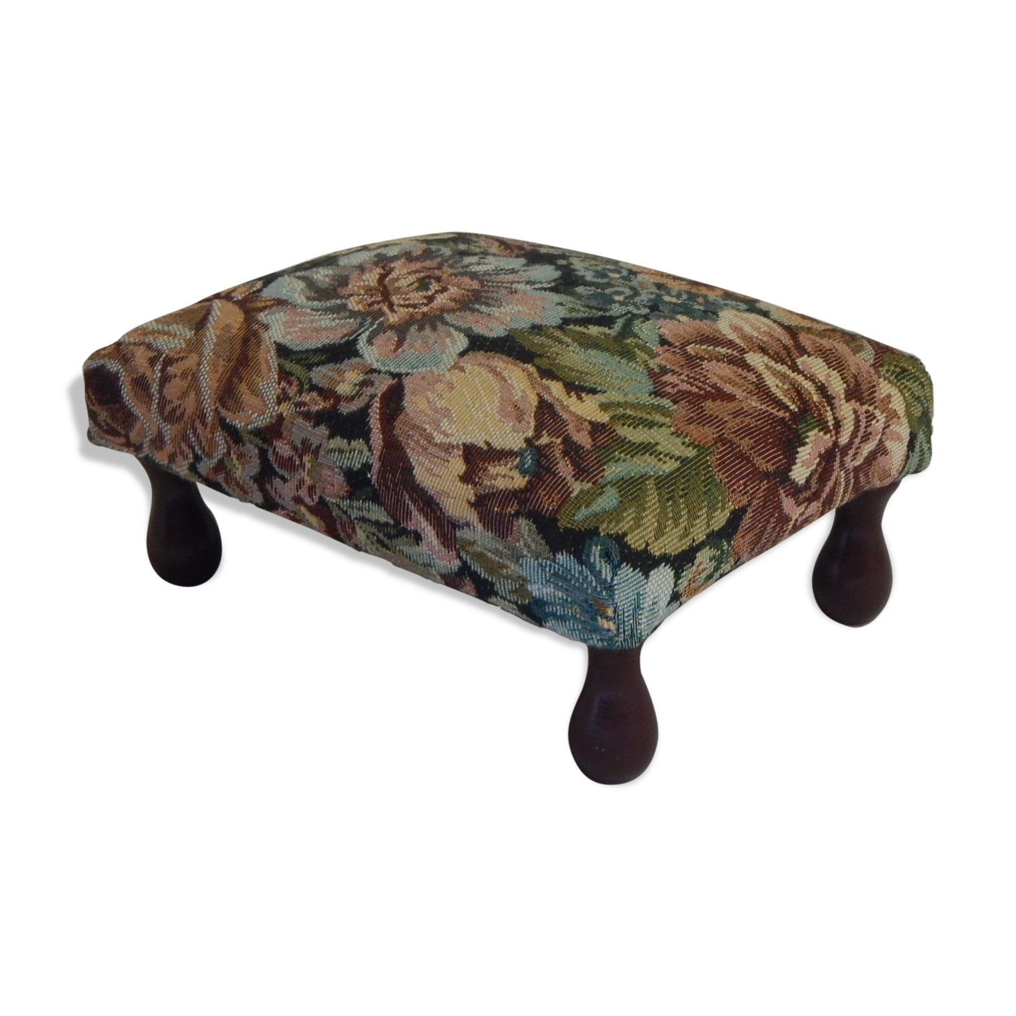 Old wood and tapestry footstool
