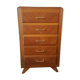 Dresser in natural wood with 5 trays, compass feet, 1960