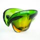 Sommerso glass platter in green and yellow, Murano, Italy, 1960s