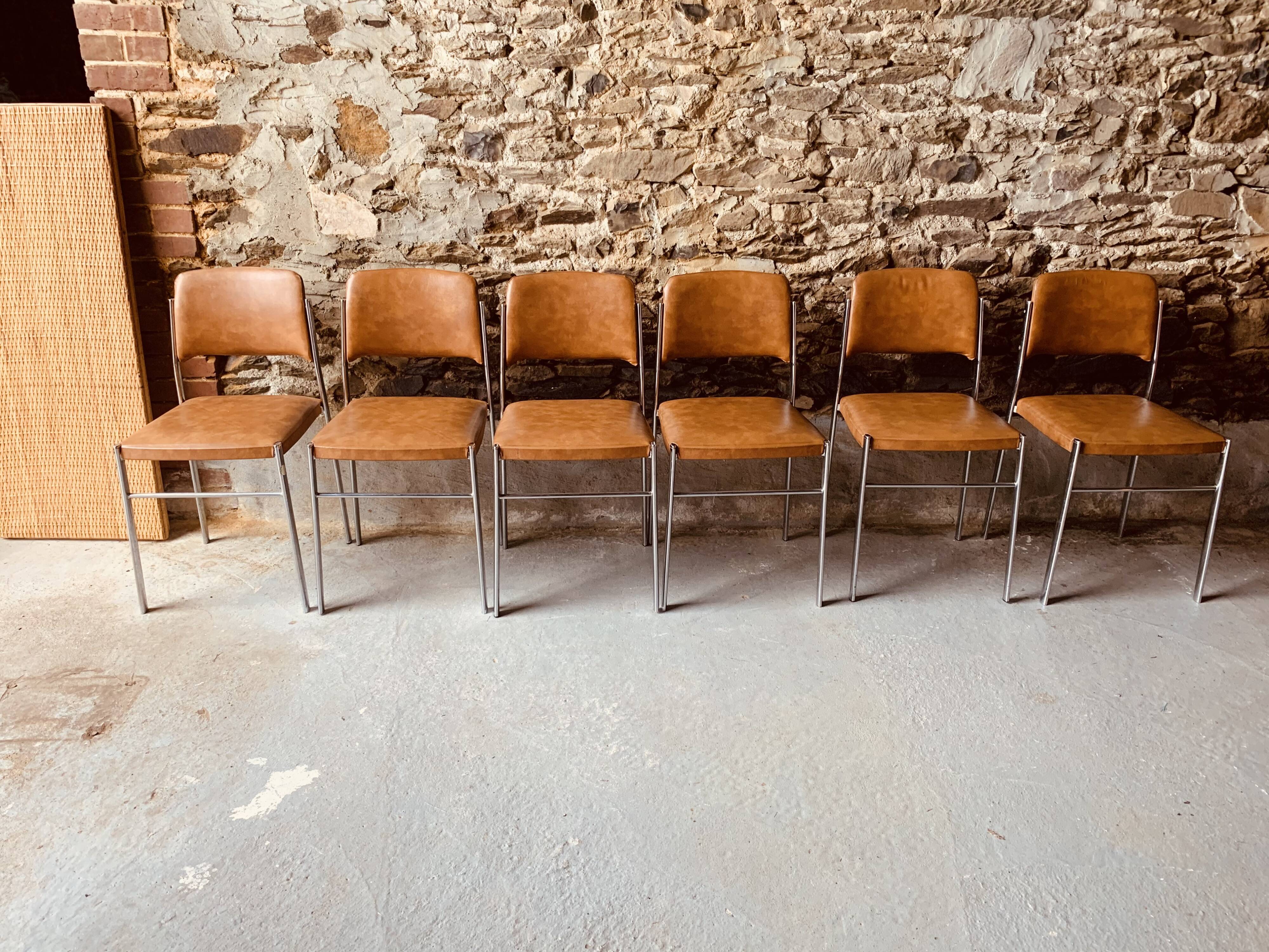 6 brown chairs imitation leather