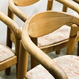 Set of six Rainer Daumiller pine wood arm chairs, 1970s