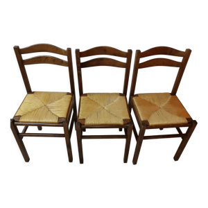 Lot de 3 chaises à manger - bois