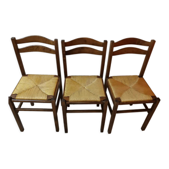 Set of 3 wooden dining chairs