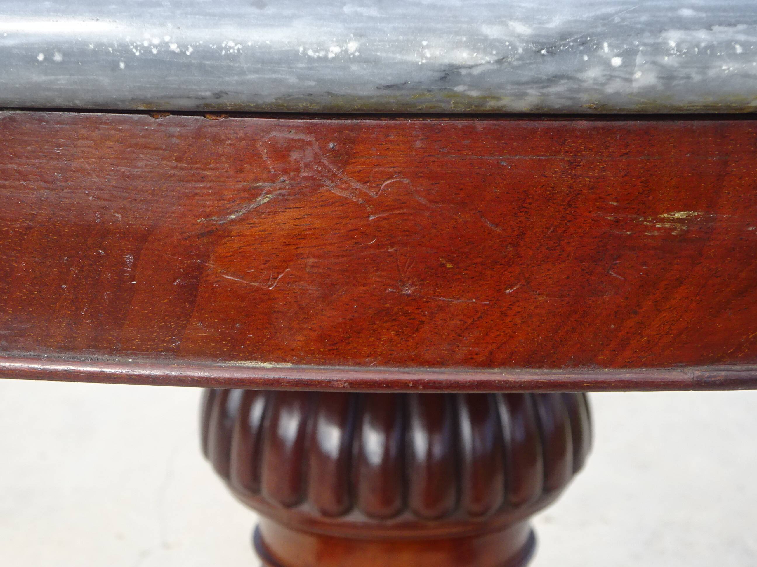 Empire guéridon, rotating marble top