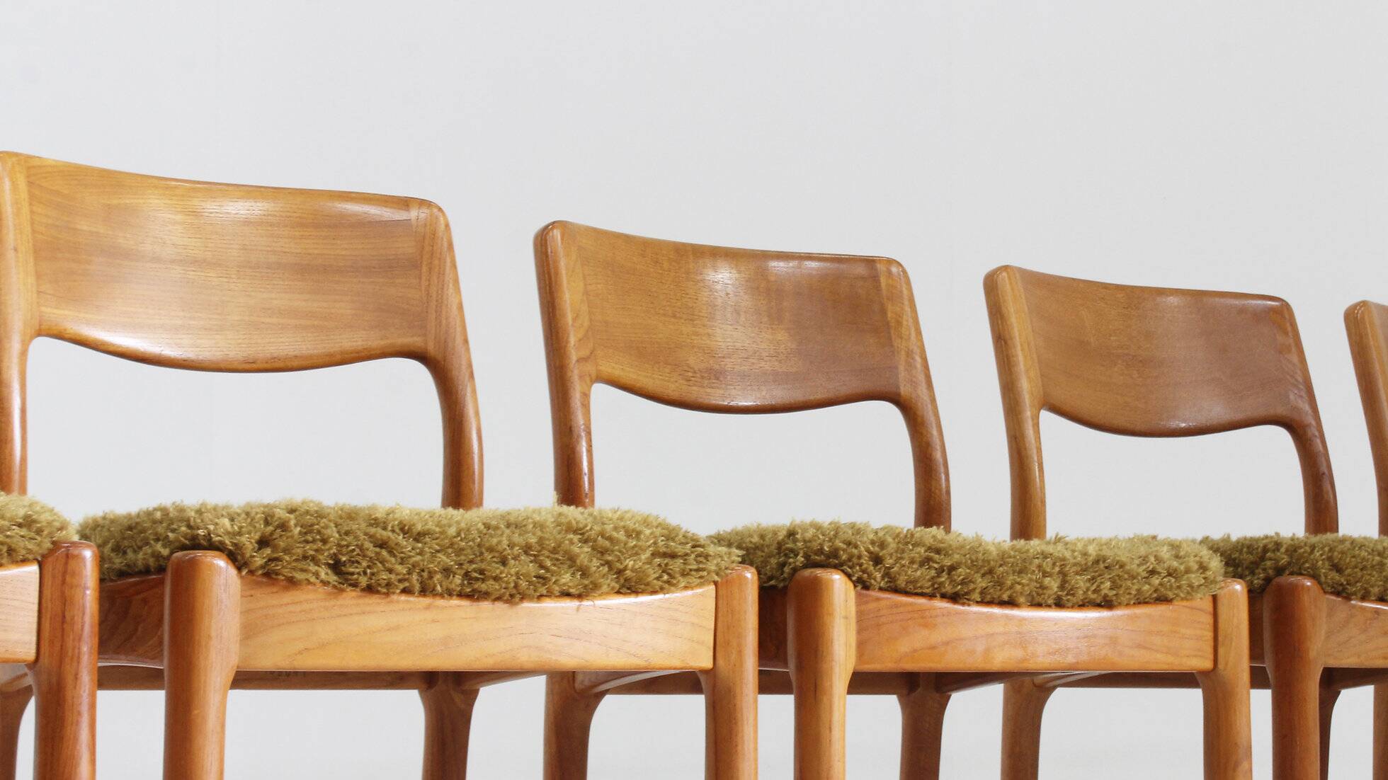Vintage Danish solid teak dining room chairs Juul Kristensen set of 6