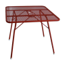 Red metal folding table Malaval type