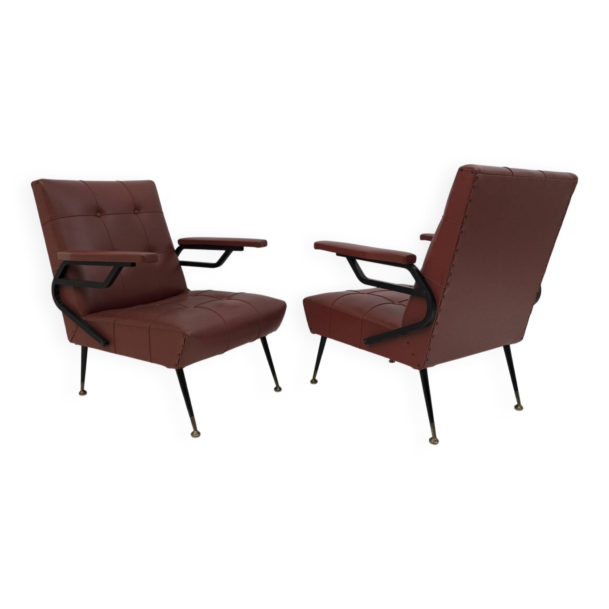 Mid-Century Modern Italian Faux Leather Small Armchair, 1960s