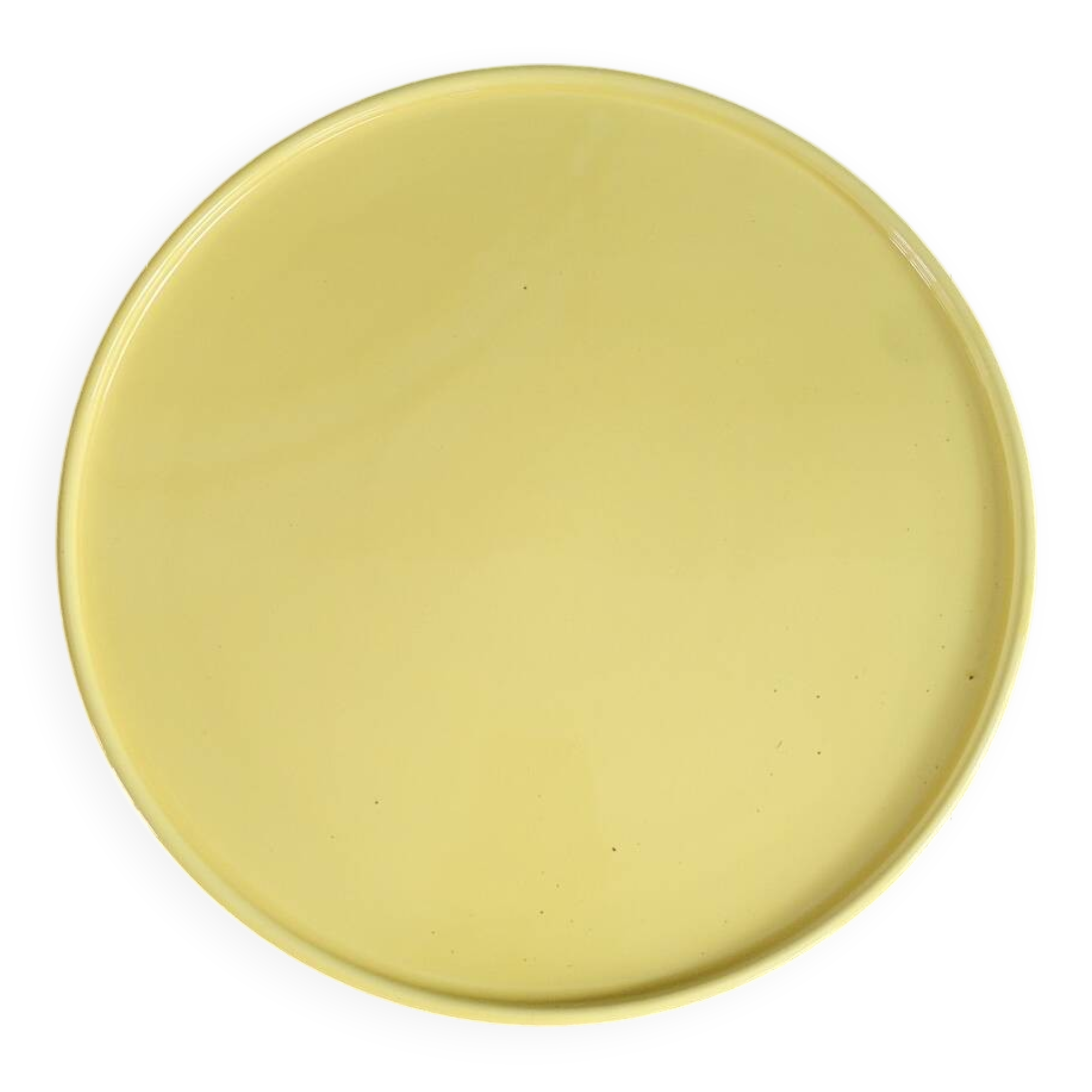 Grand plat en porcelaine jaune estampillé fg val d'or