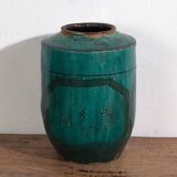 Antique green glazed ceramic vase (circa 1820) #35