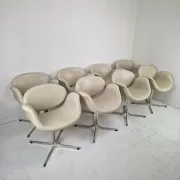 Set of 8 "Little Tulip" Chairs by Pierre Paulin for Artifort in Leather